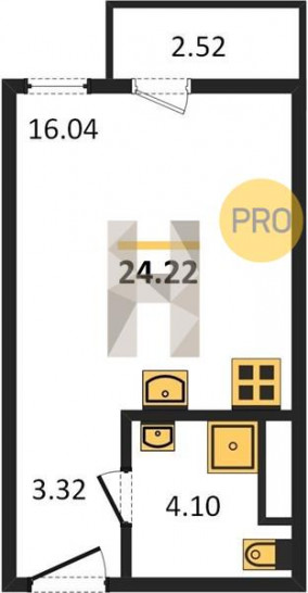Студия 24.22 м²