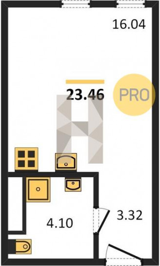 Студия 23.46 м²