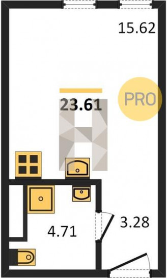 Студия 23.61 м²