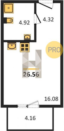 Студия 26.56 м²